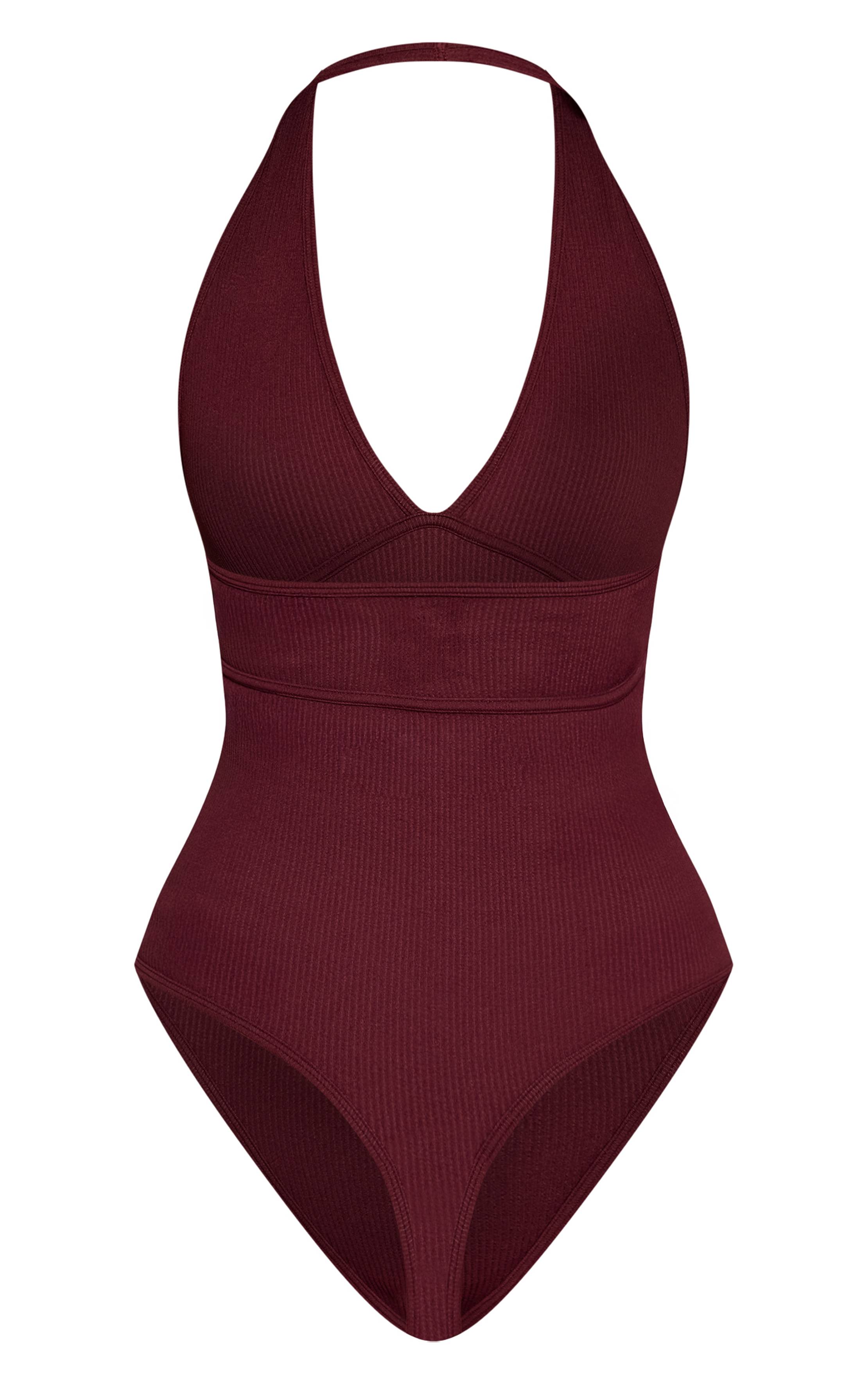Rouge Vin Body Côtelé Contour Col Licou
