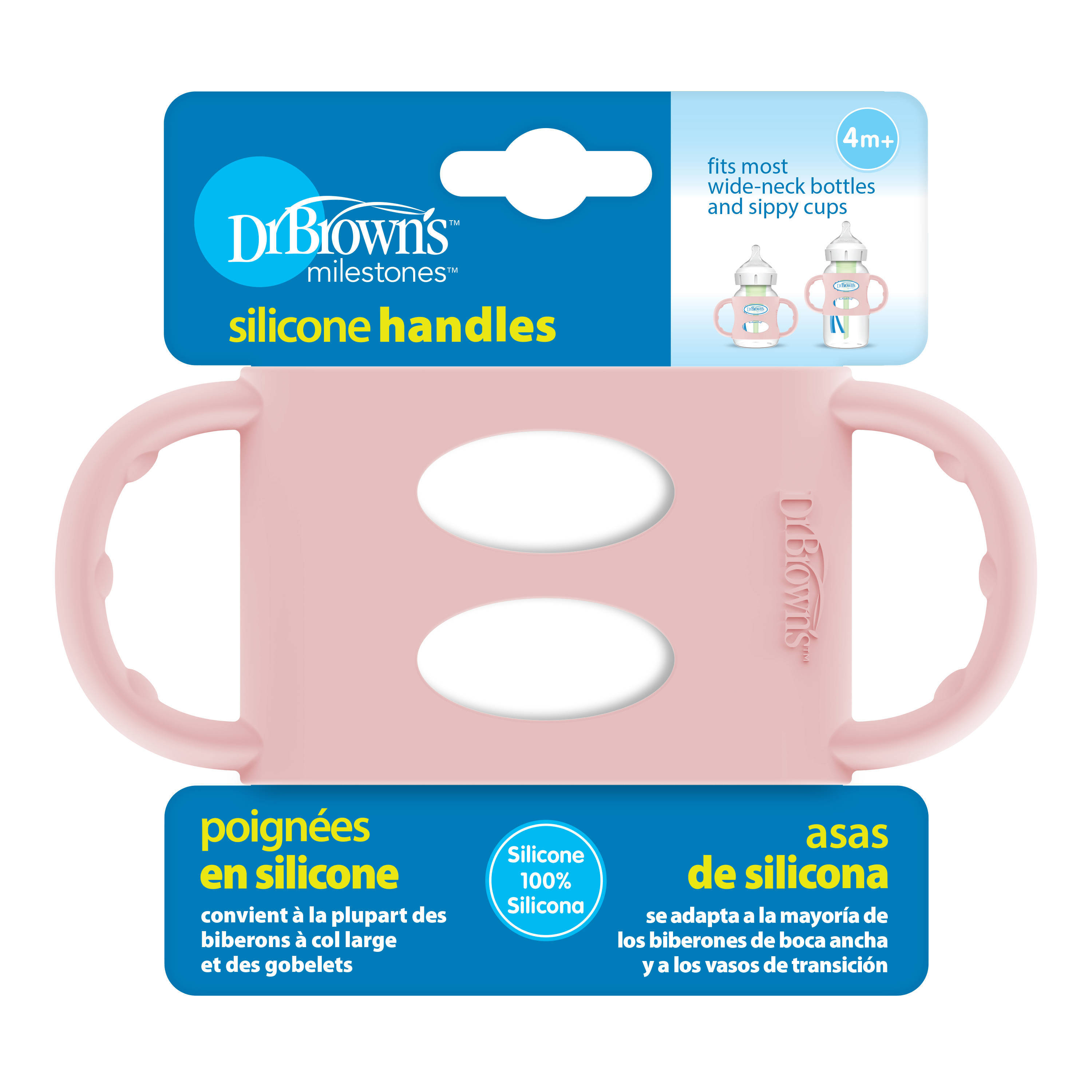 Dr. Brown's Siliconen handles brede halsfles roze