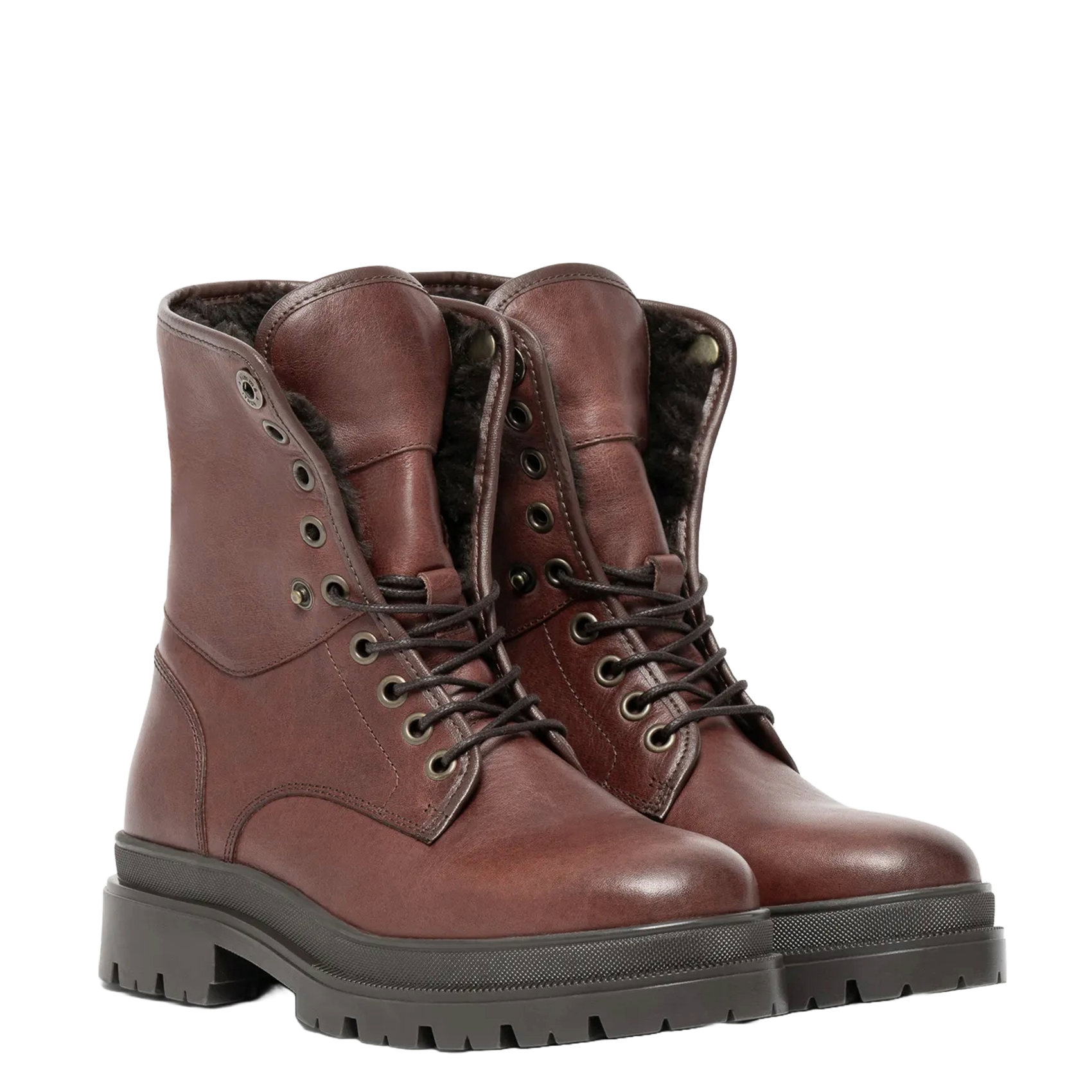 SACHA - Bottines crantées en cuir | Marron