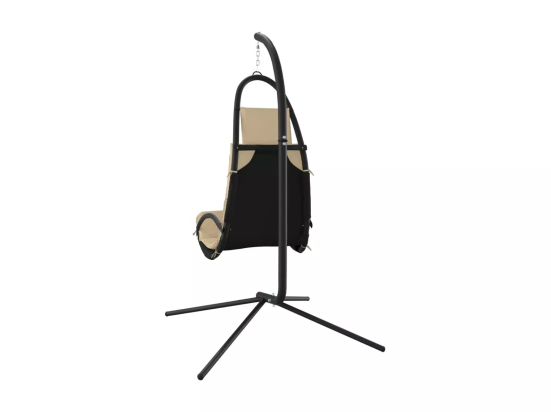 Chaise balançoire de jardin et coussin crème tissu Oxford-acier