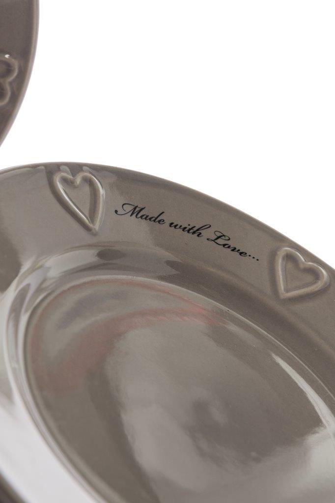 4-teiliges Tellerset MADE WITH LOVE - grau - Porzellan