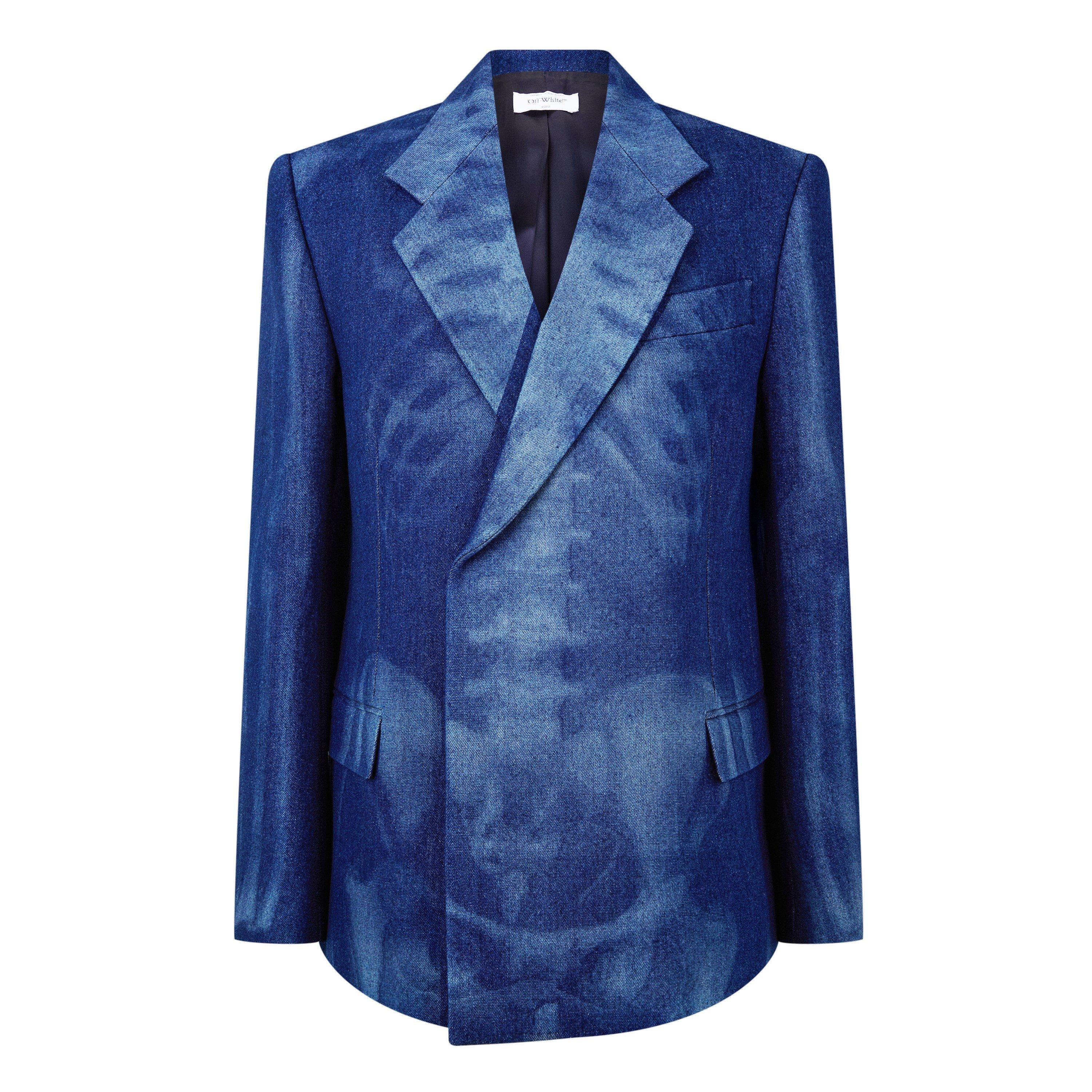 Off White Body Scan Relax Denim Double Jacket