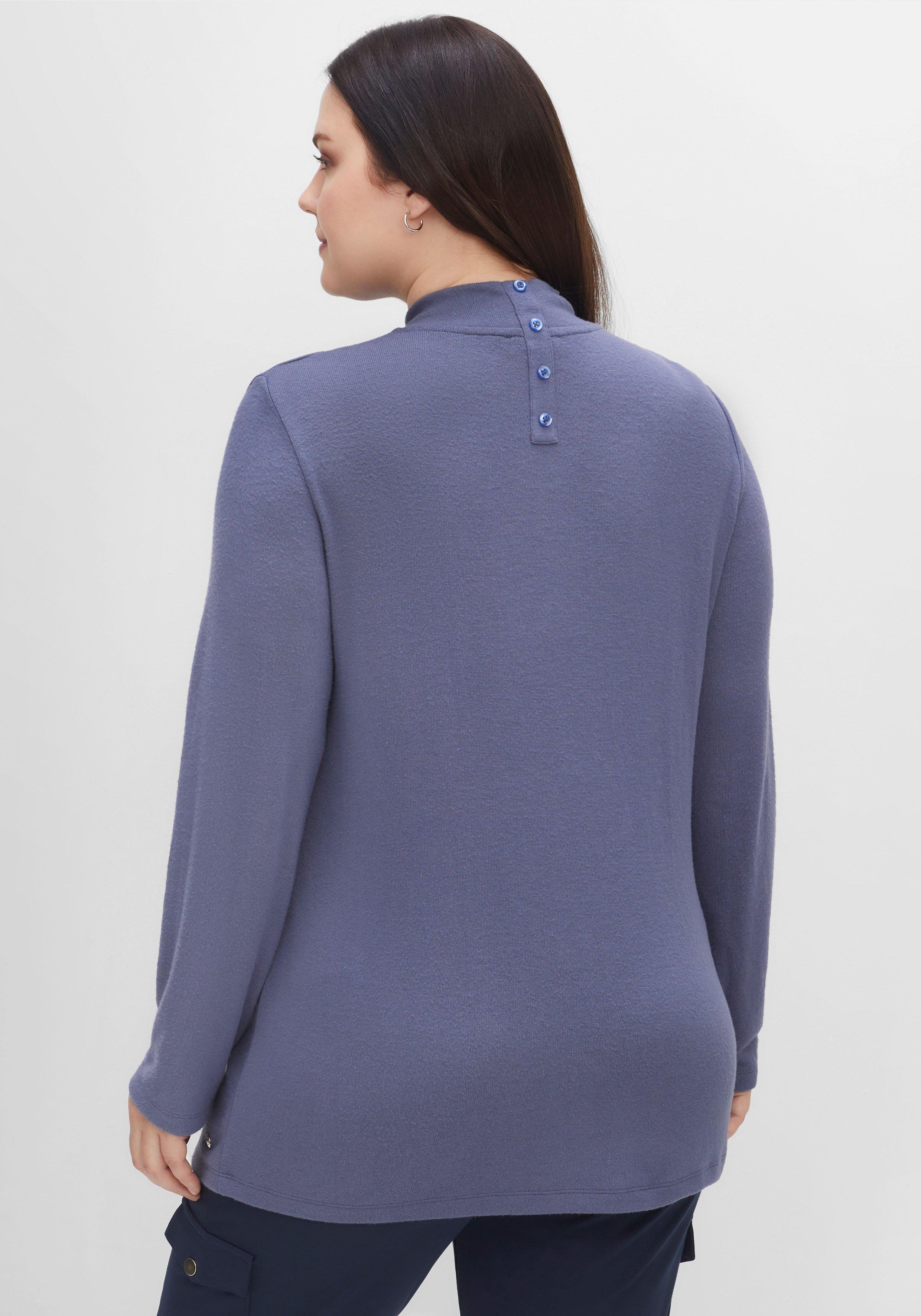 Shirt mit Stehkragen und Knopfleiste hinten