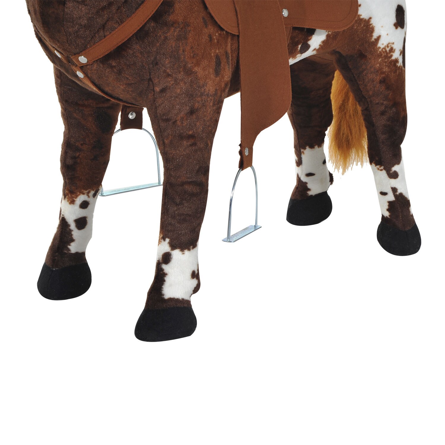HOMCOM Kinder Reitpferd mit Steigbügel und Sound braun 85 x 28 x 60 cm (LxBxH)