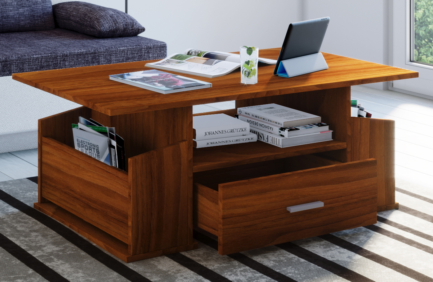 Couchtisch JUNATA - Kern-Nussbaum - 110 cm breit
