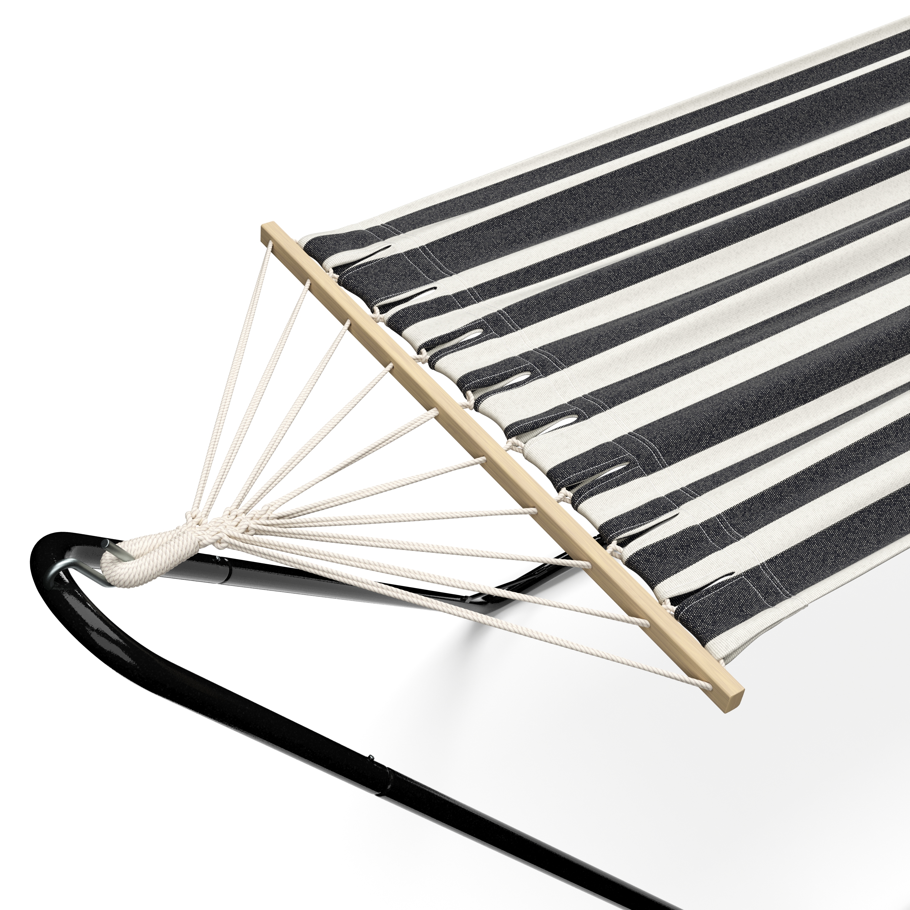 Hängematte mit Gestell 280 cm schwarz/weiss
