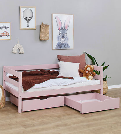 Hoppekids Skuffer m. Hjul - 2 stk. - 70x160 cm - Pale Rose