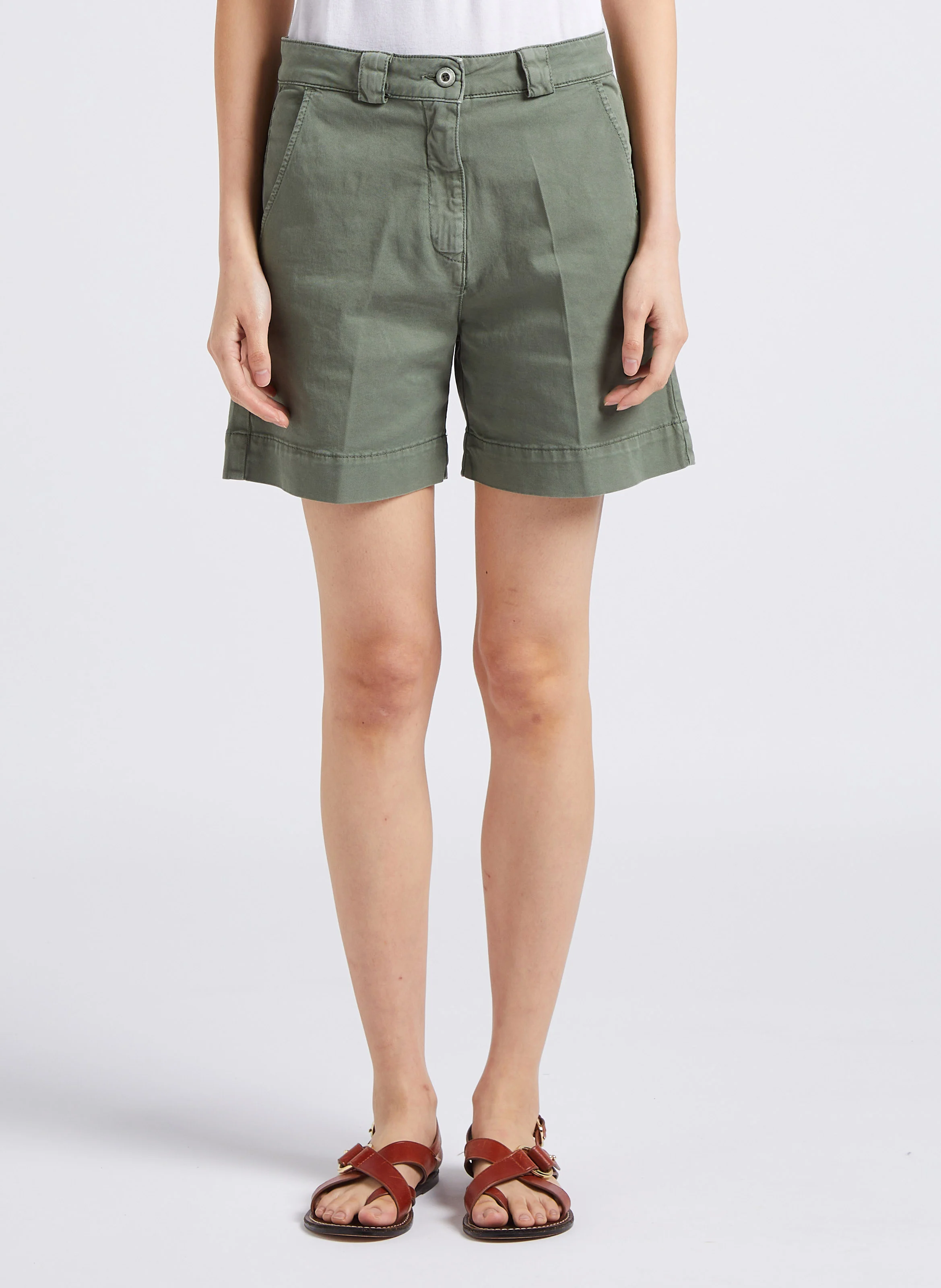 VERMONT - Short large en coton mélangé | Kaki