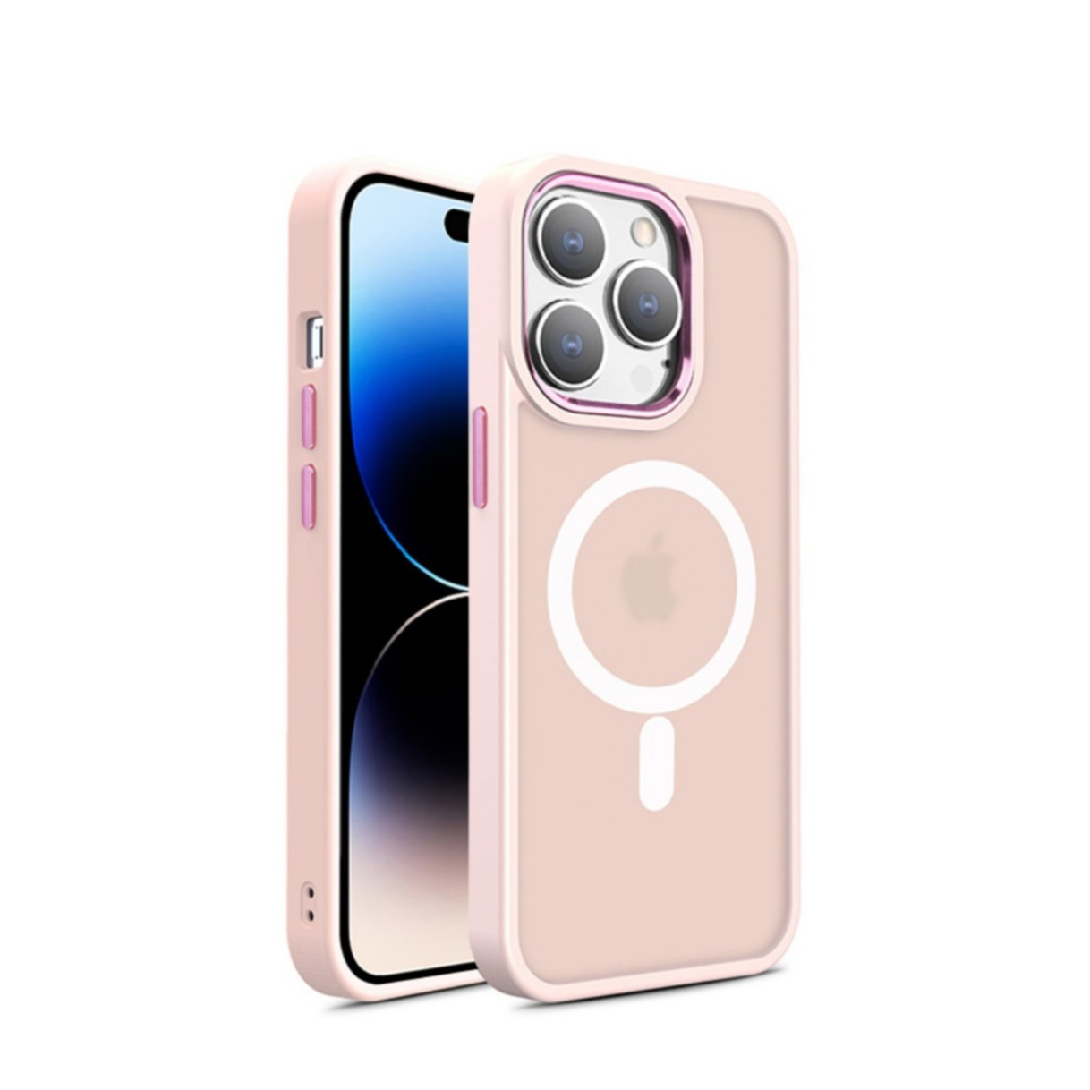 iPhone 15 Pro MagSafe Hybrid Hardcase Hülle mit TPU Bumper - Rosa