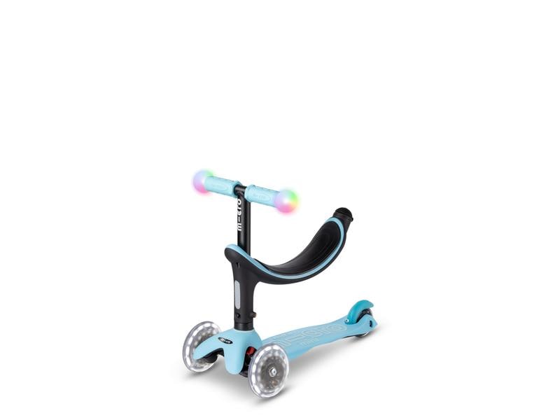 Micro Mobility Kickboard Mini2Grow Deluxe Magic LED, Blue All-in-one Scooter für die ersten Lebensjahre