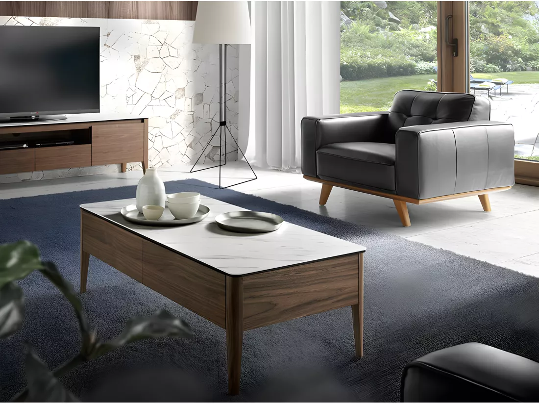 Fauteuil en cuir et pieds en bois 5037 ANGEL CERDA