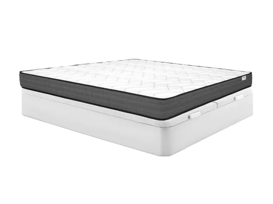 Ensemble 180 x 200 cm sommier coffre blanc + matelas ressorts ensachés ép.20cm - AMBRACIE de YSMÉE