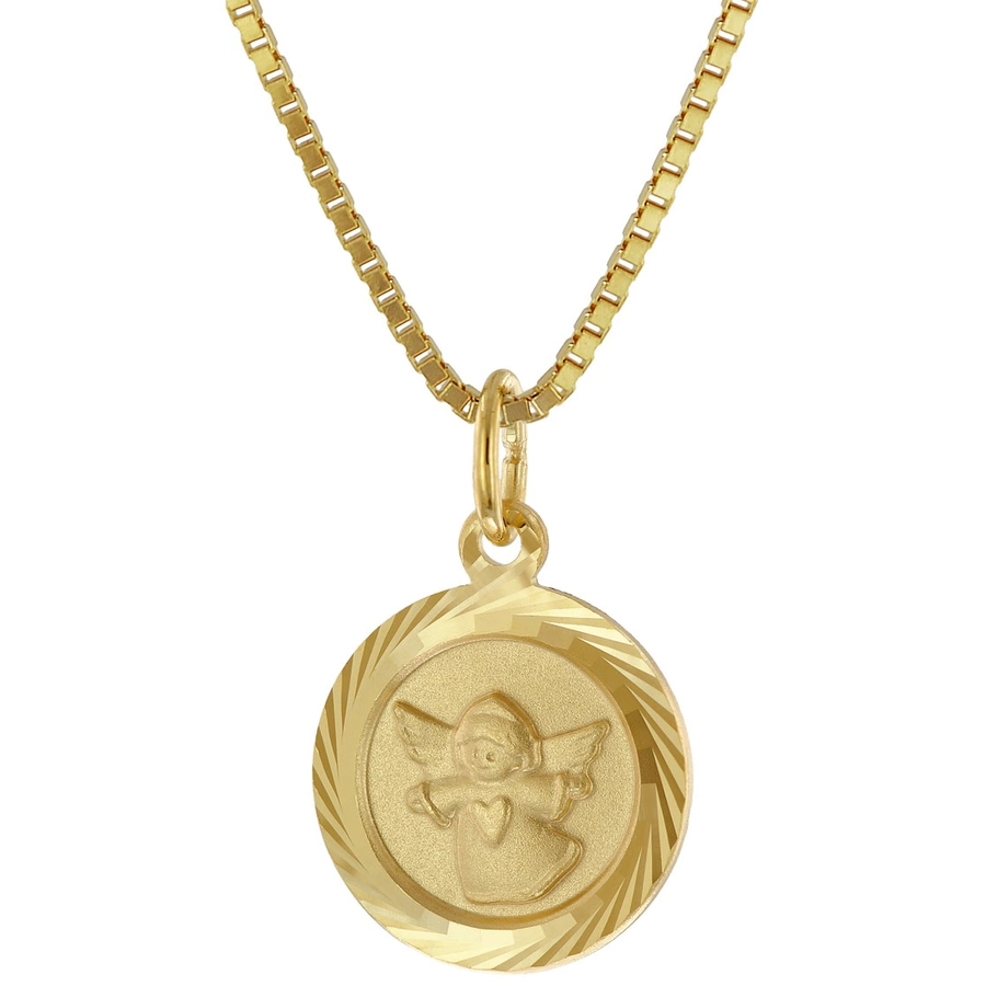 trendor Schutzengel Anhänger Gold 585 mit vergoldeter Silber-Halskette gold