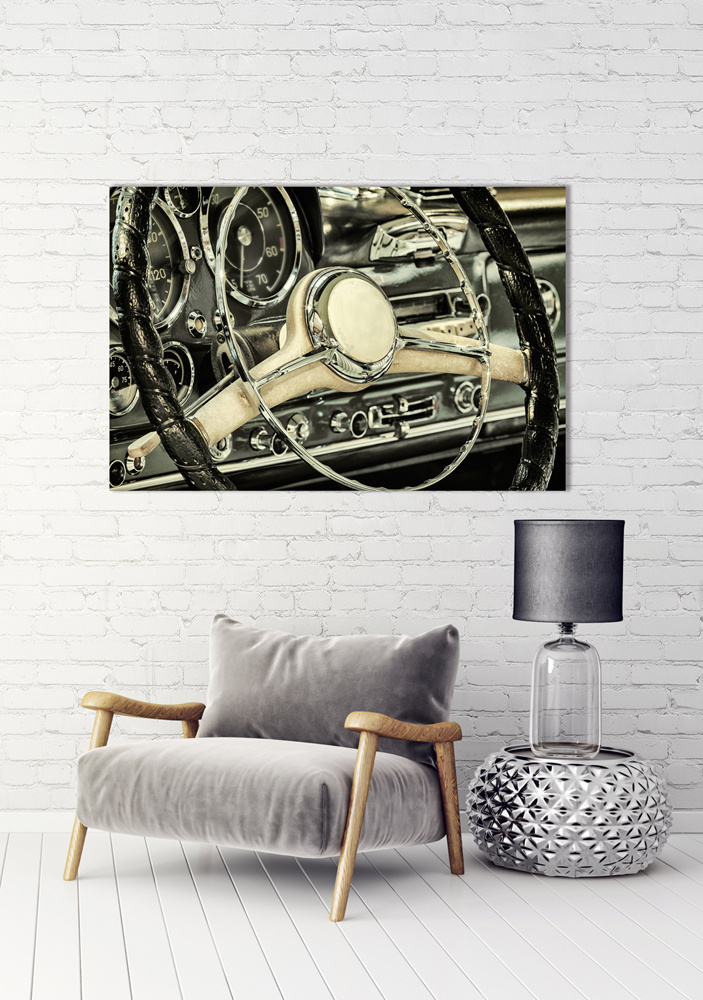 Akustikbild OLDTIMER LENKRAD 80x120cm, 7kg