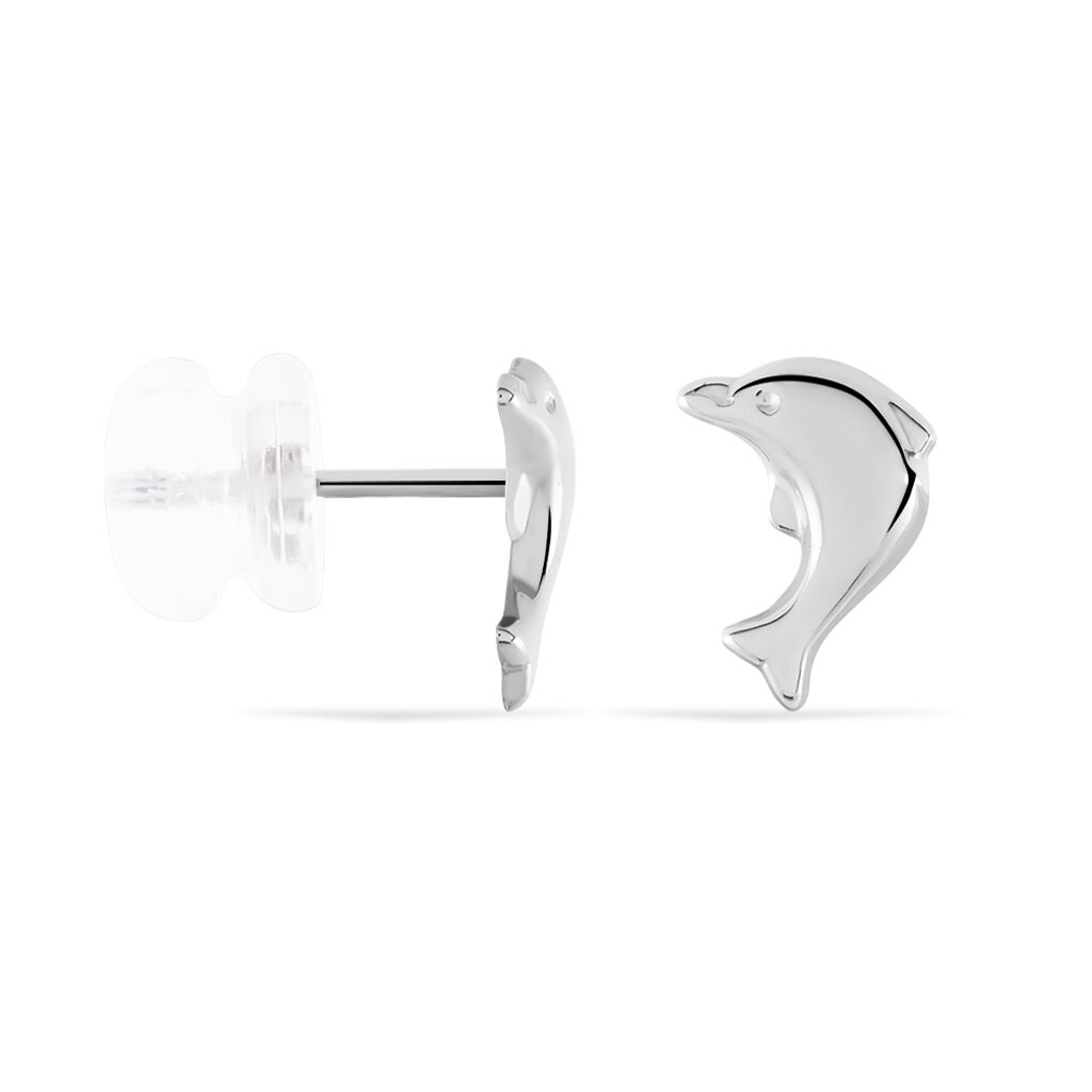 Boucles D'oreilles Puces Fulvie Dauphin 5 Or Blanc