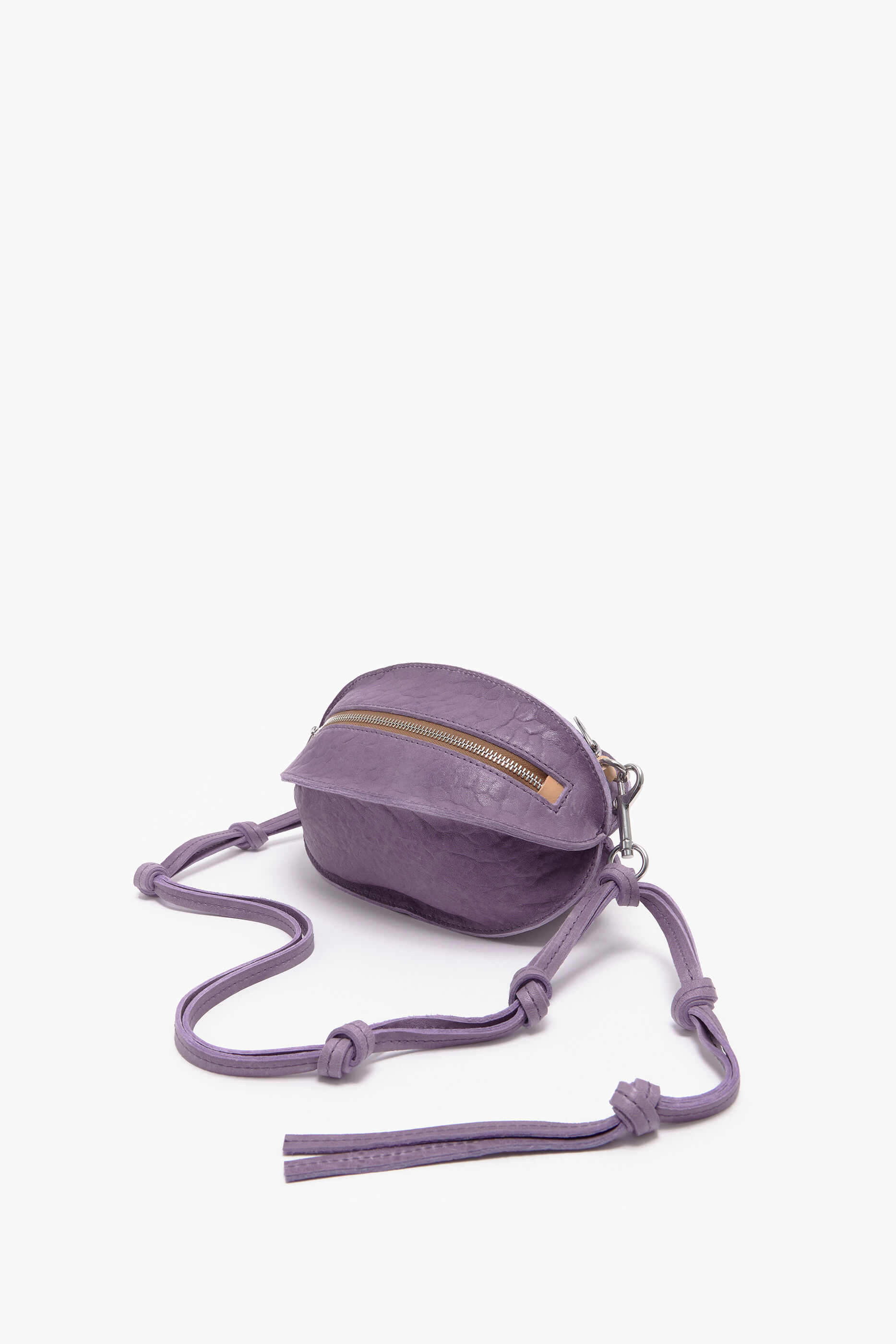 Bolsa Pelota S em couro lilás
