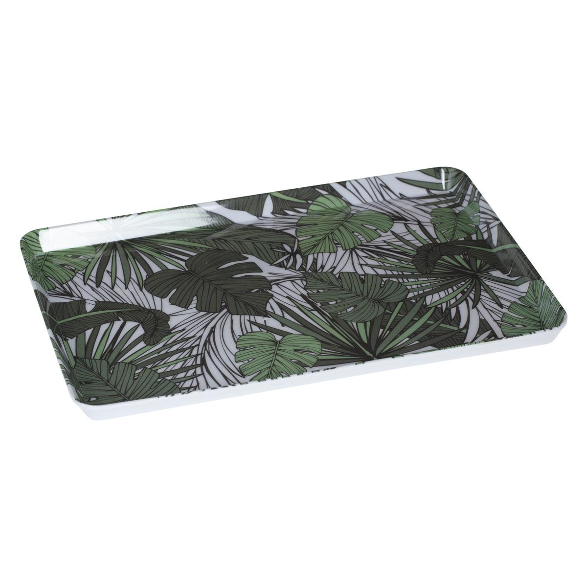 PLATEAU MELAMINE DECOR JUNGLE VEGETAL 45X30CM