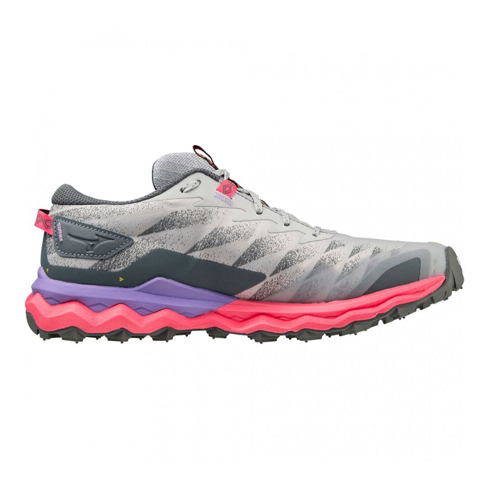 Mizuno WAVE DAICHI 7 - Chaussures trail Femme pearlblue/high-vispink/p.punch