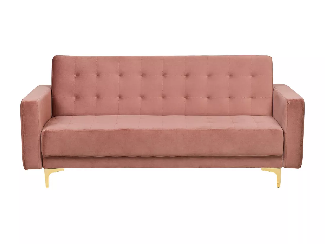 Ensemble canapé et fauteuils en velours rose 5 places ABERDEEN