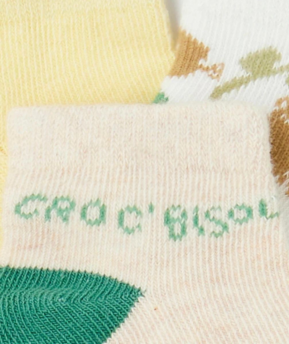 lot de 3 paires de socquettes bébé garçon jaune et vert thème savane