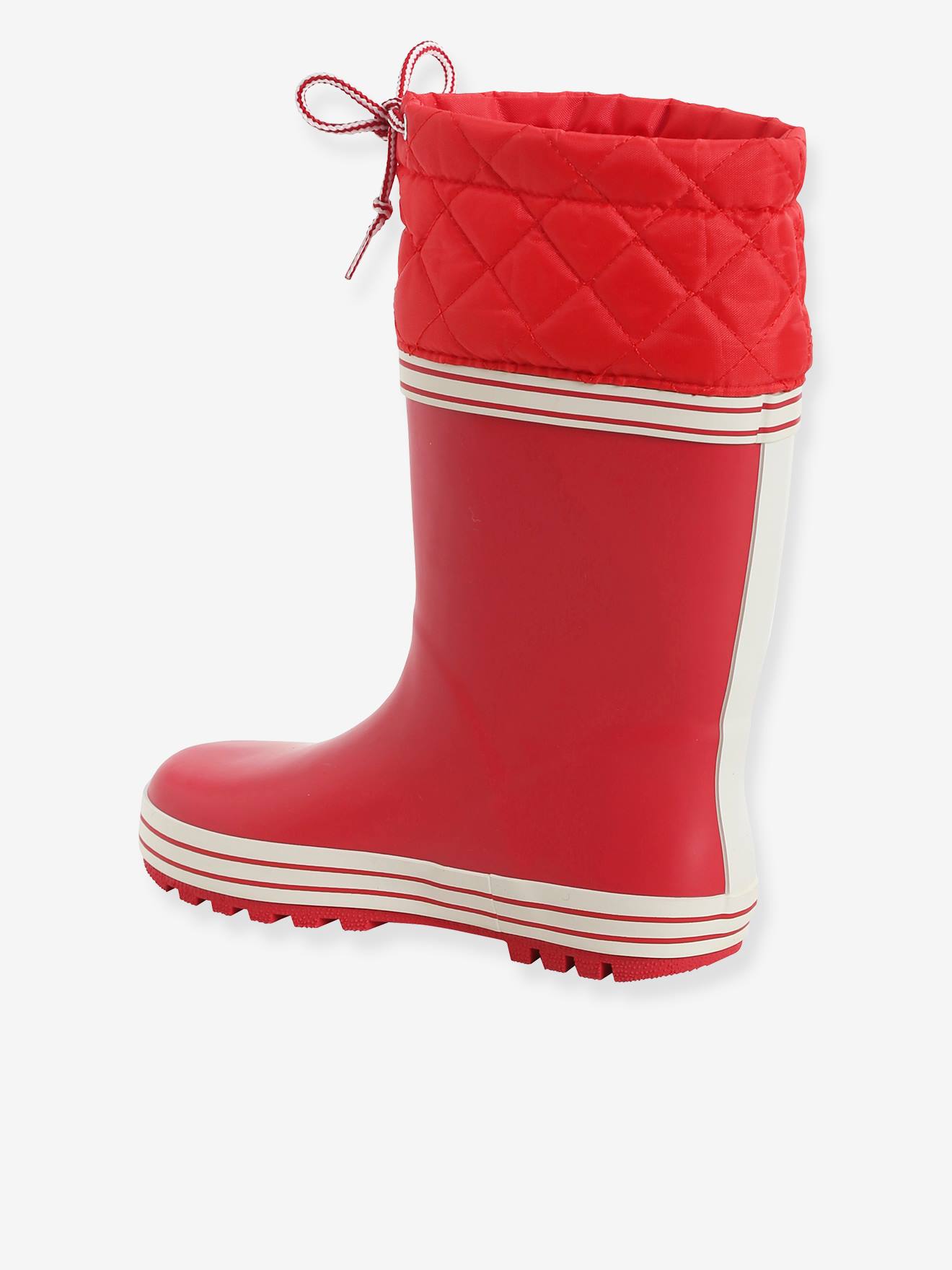 Botas de chuva com colarinho acolchoado, para meninos, vermelho vivo liso