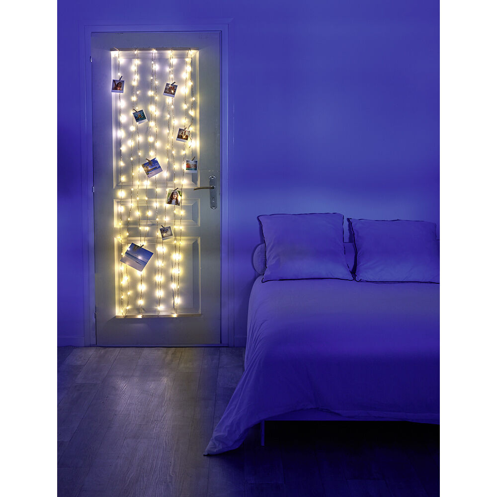 Pêle mêle lumineux rideau fil à LED avec pinces pour photo x20