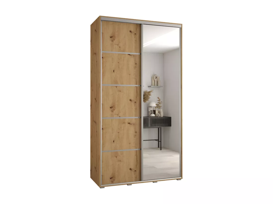 ARMOIRE DAVOS 5 À PORTES COULISSANTES 235,2/130/60 2 portes (Artisan/Artisan/Argent)