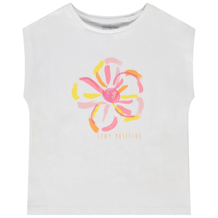 T-shirt manches courtes motif en cording pour fille - Blanc