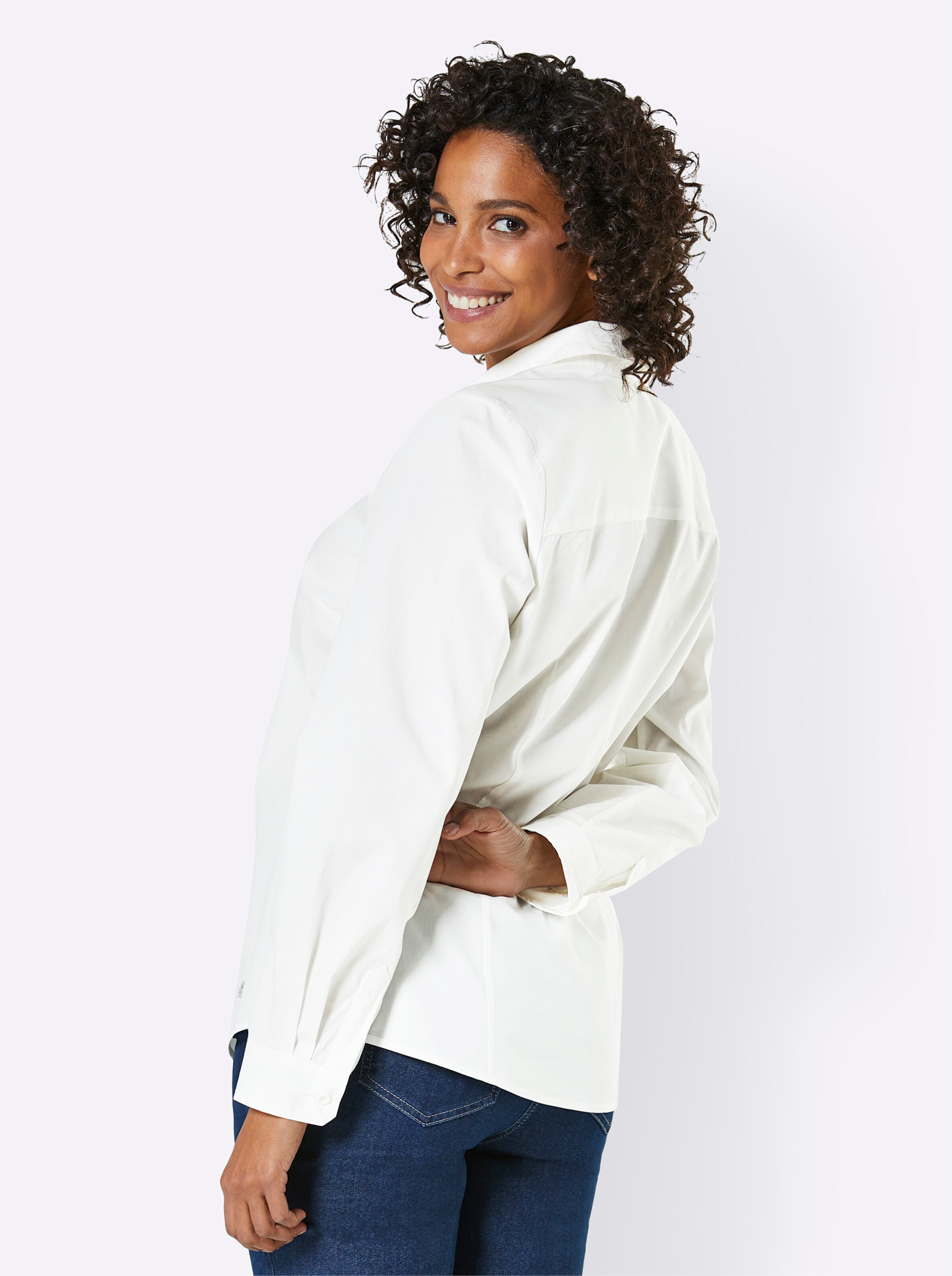 CREATION L PREMIUM Pima-Baumwoll-Bluse in ecru