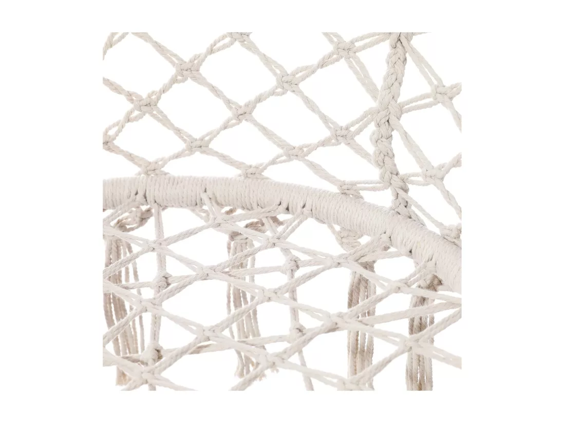Fauteuil Suspendu Rebecca Mobili Kadyos 120x80x60 Polycoton Acier Blanc Crème Boho
