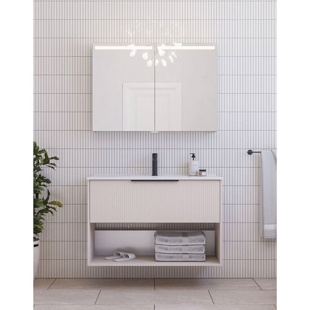 SPEILSKAP SCANBAD TOP MED BELYSNING HVIT BLANK 100CM