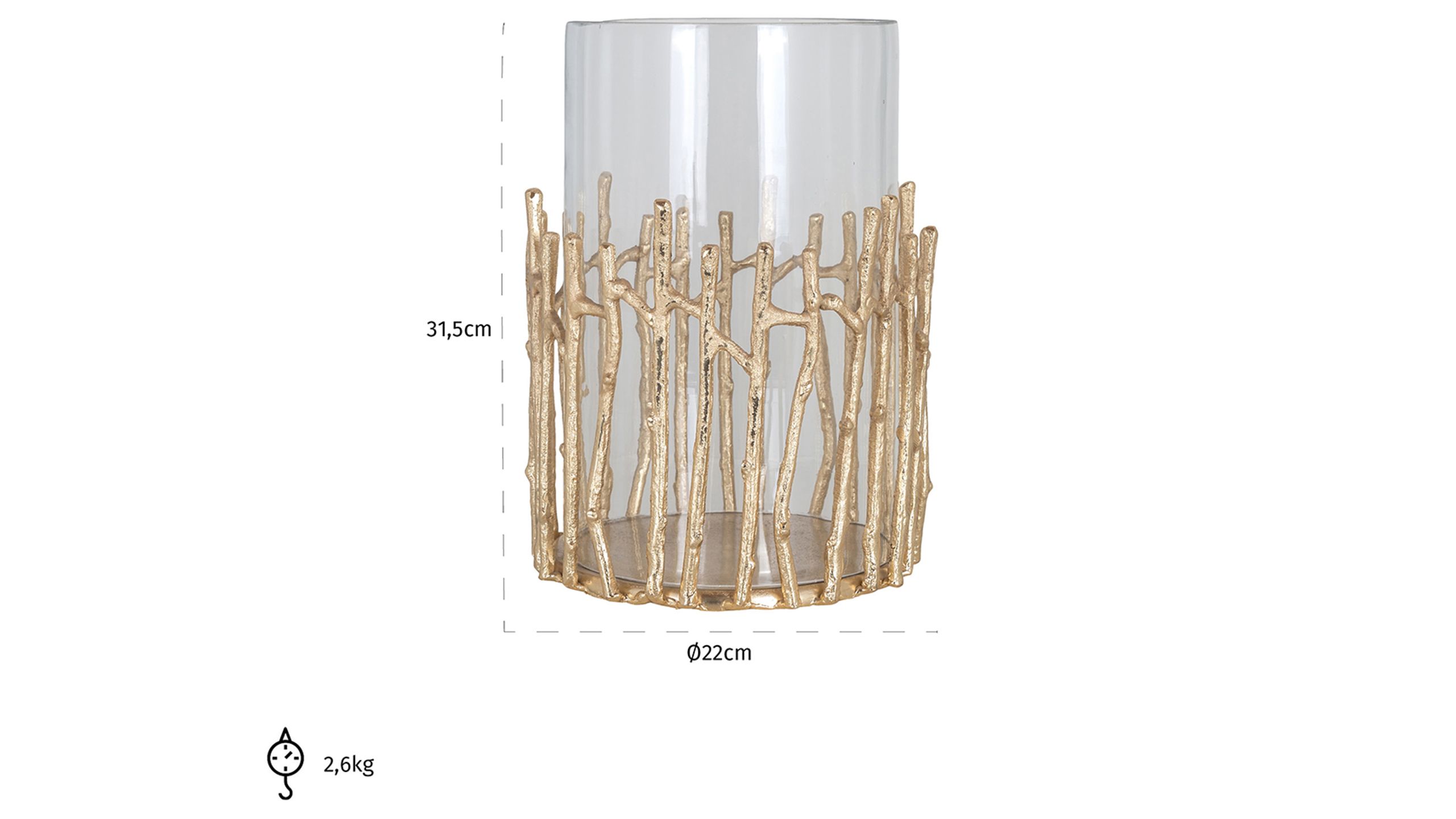 Windlicht Loretta 211009B22 x D22 x H31.5 cm
