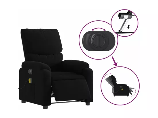 Fauteuil massant inclinable électrique Noir Tissu