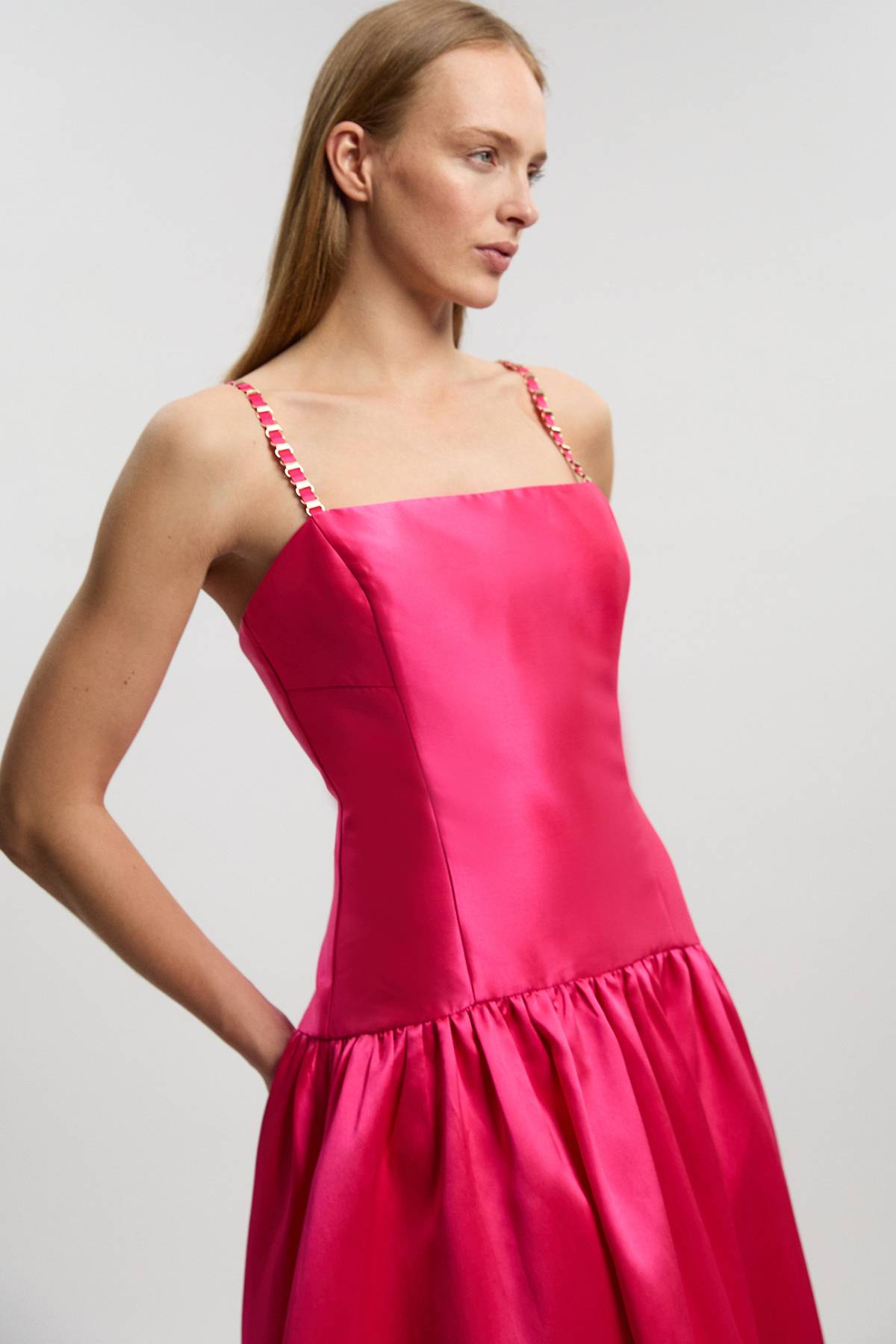 KarenMillen Robe Longue Tissée À Bretelles Contrastées En Sergé Petite