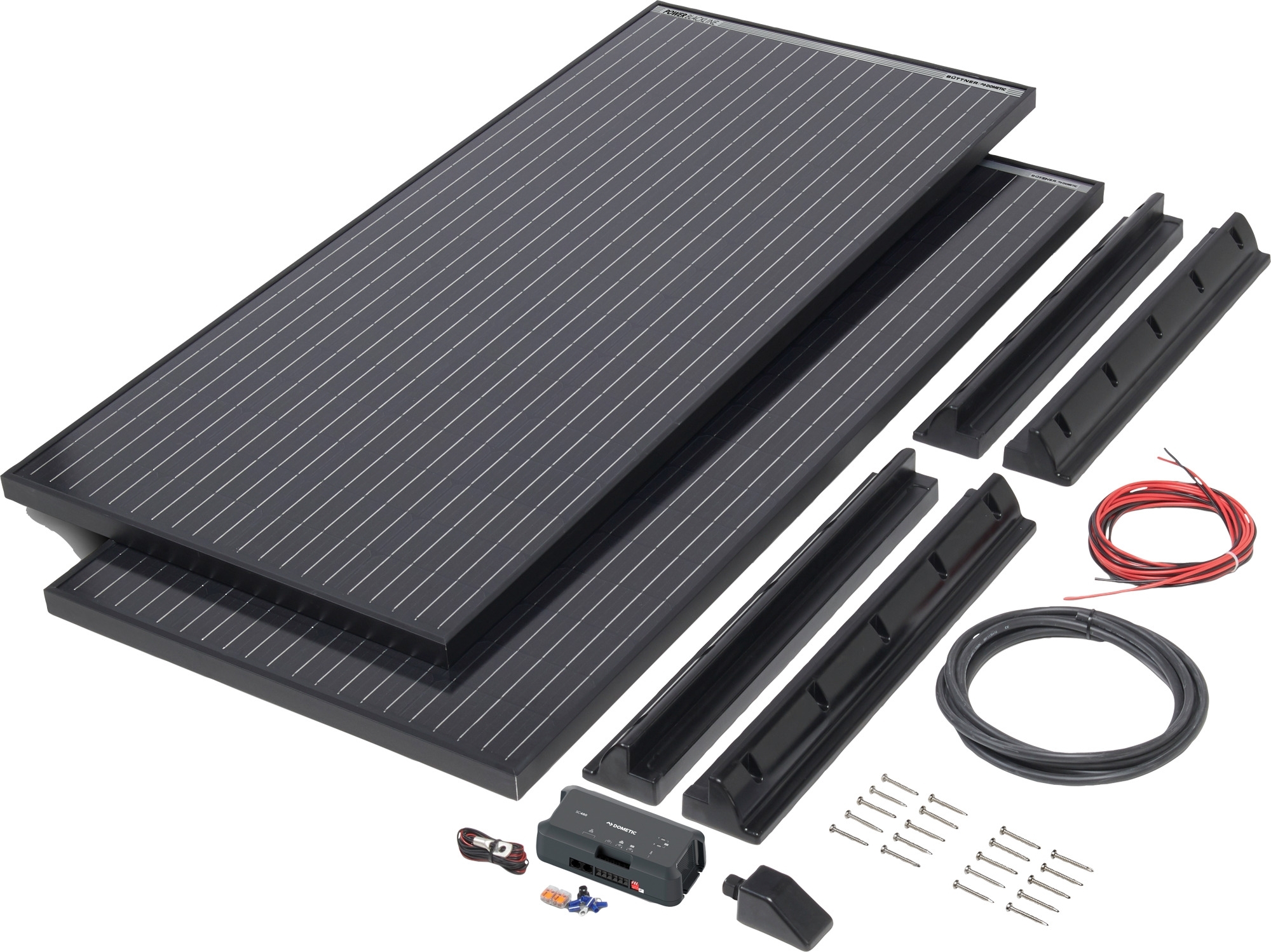 Büttner Elektronik Solar-Komplettanlage Power Blackline Solar Kit MT 400 / 2 x 200 W