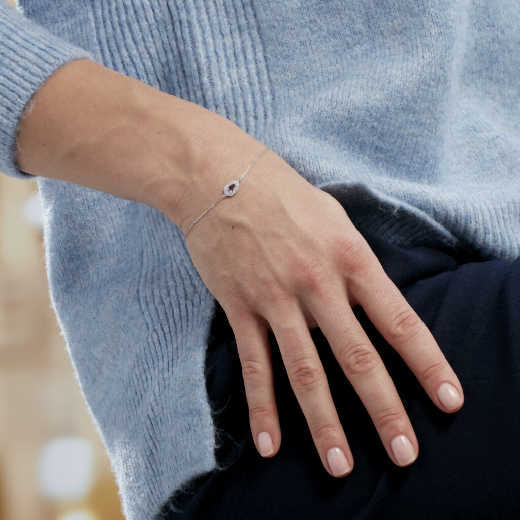 Bracelet Tania Argent Blanc Pierre De Synthese Et Oxyde De Zirconium