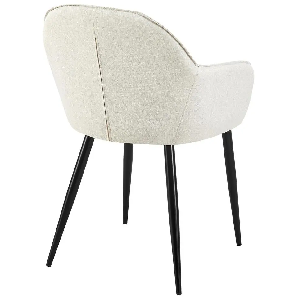 CLP Eetkamerstoel Boise zwart Frame - Stof - creme