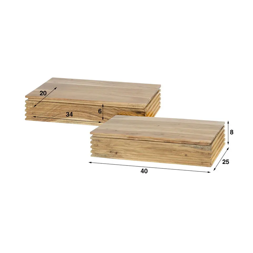Nachtkastje Naturel Acaciahout - Set van 2 - 40x25x8cm