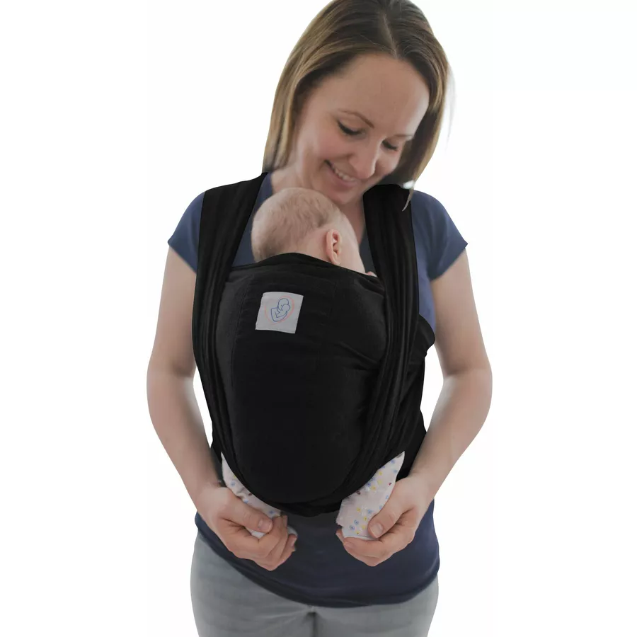 M.M.C. Babytragetuch Mit Vordertasche 510 cm x 55 cm, elastisch Schwarz