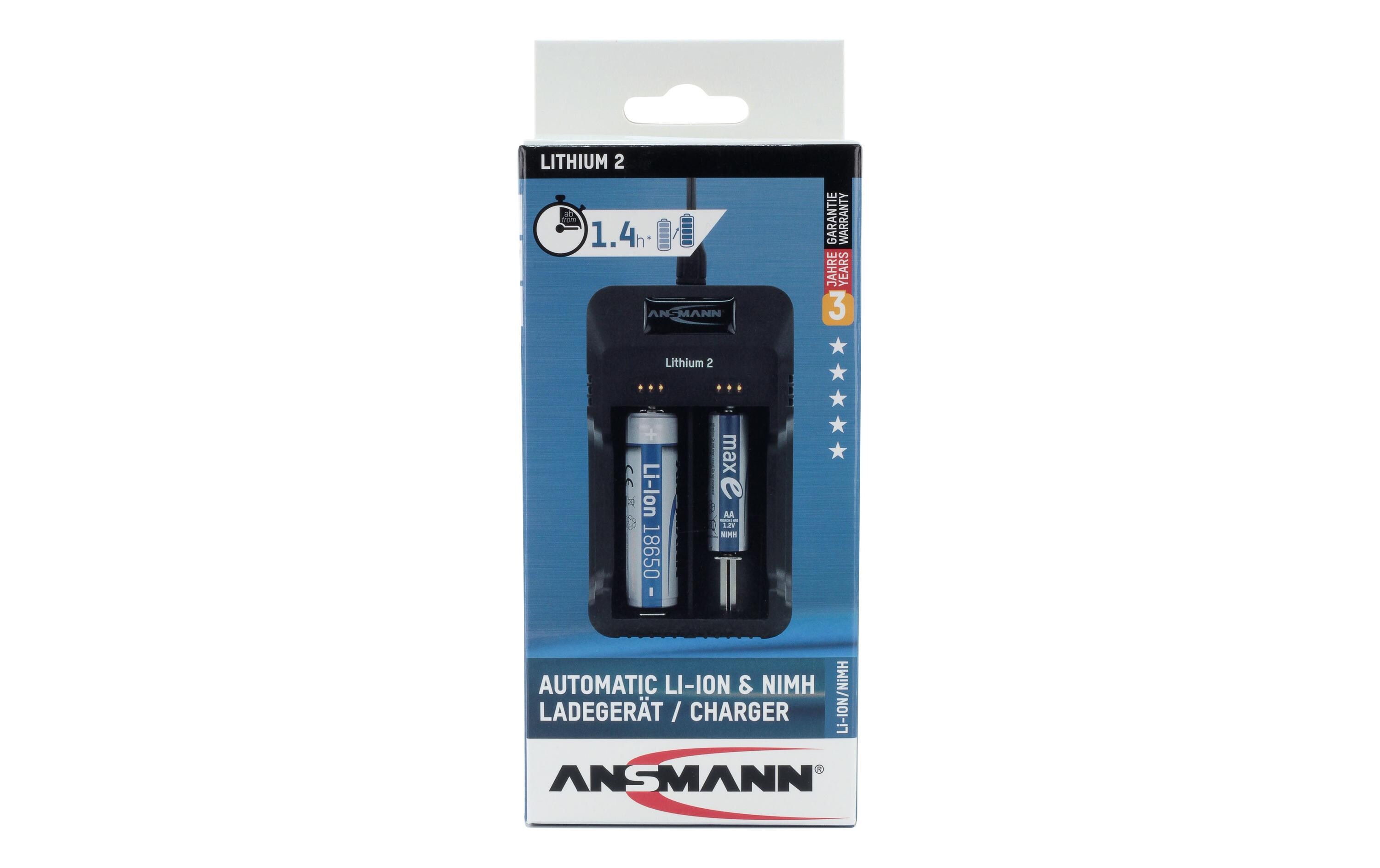 Ladegerät Lithium 2 USB-CLadegerät für 1-2 Li-Ion Akkus oder 1-2 NiMH Akkus