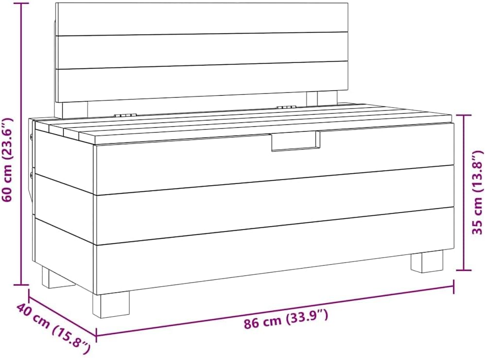 vidaXL Sitzbank mit Staufach Handgefertigt Holzbank Truhenbank Sitztruhe Bank Aufbewahrungstruhe Spielzeugkiste Massives Altholz 86x40x60cm