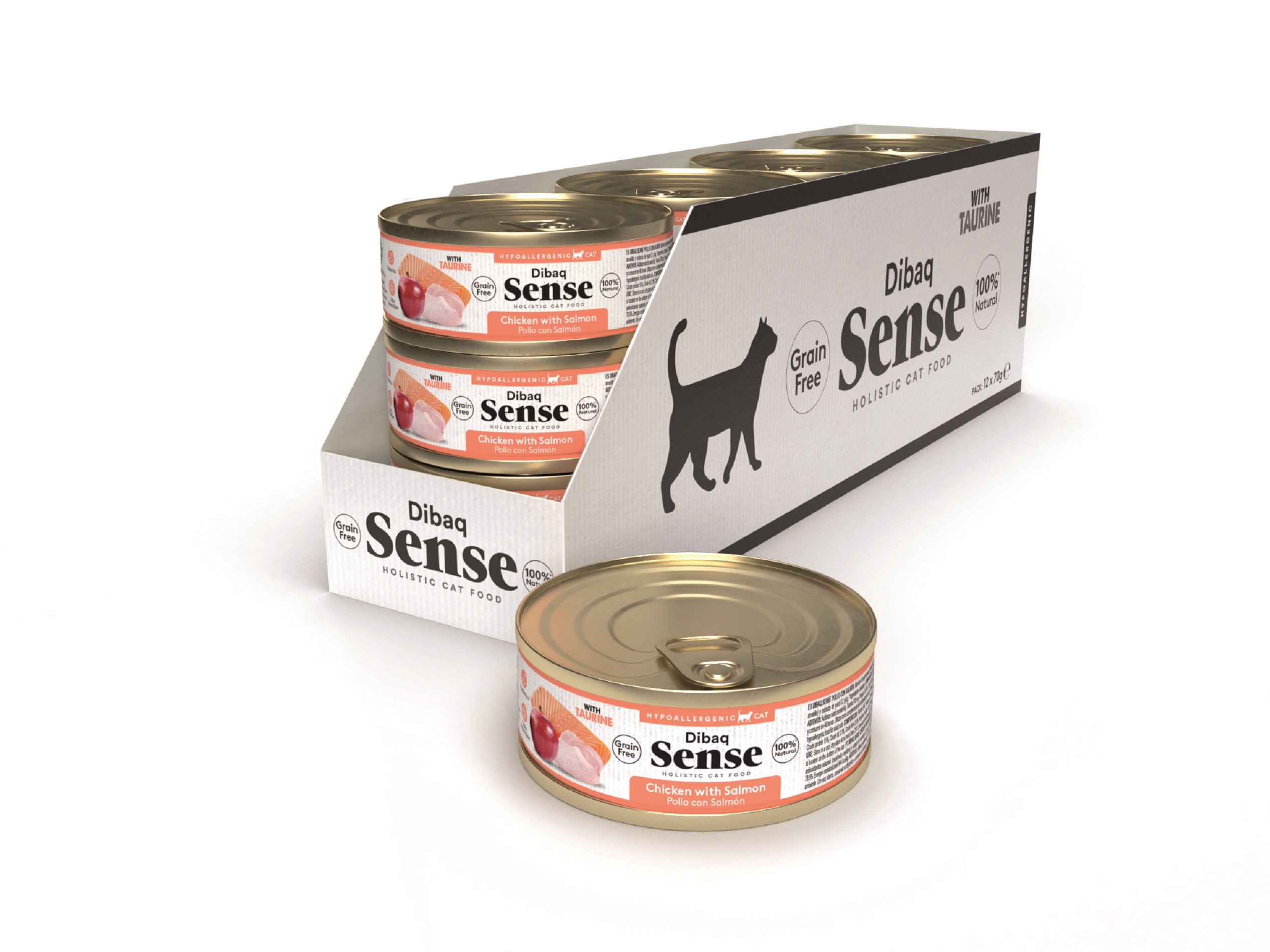 Dibaq Sense Cat Frango e Salmão com Maçã (12 unidades x 70g)