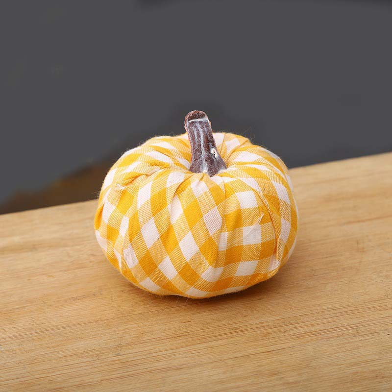 (75x70mm) Stoff Herbst Kürbis Deko Aufsteller Home Accessoire Thanksgiving Tischdekoration - Kariert