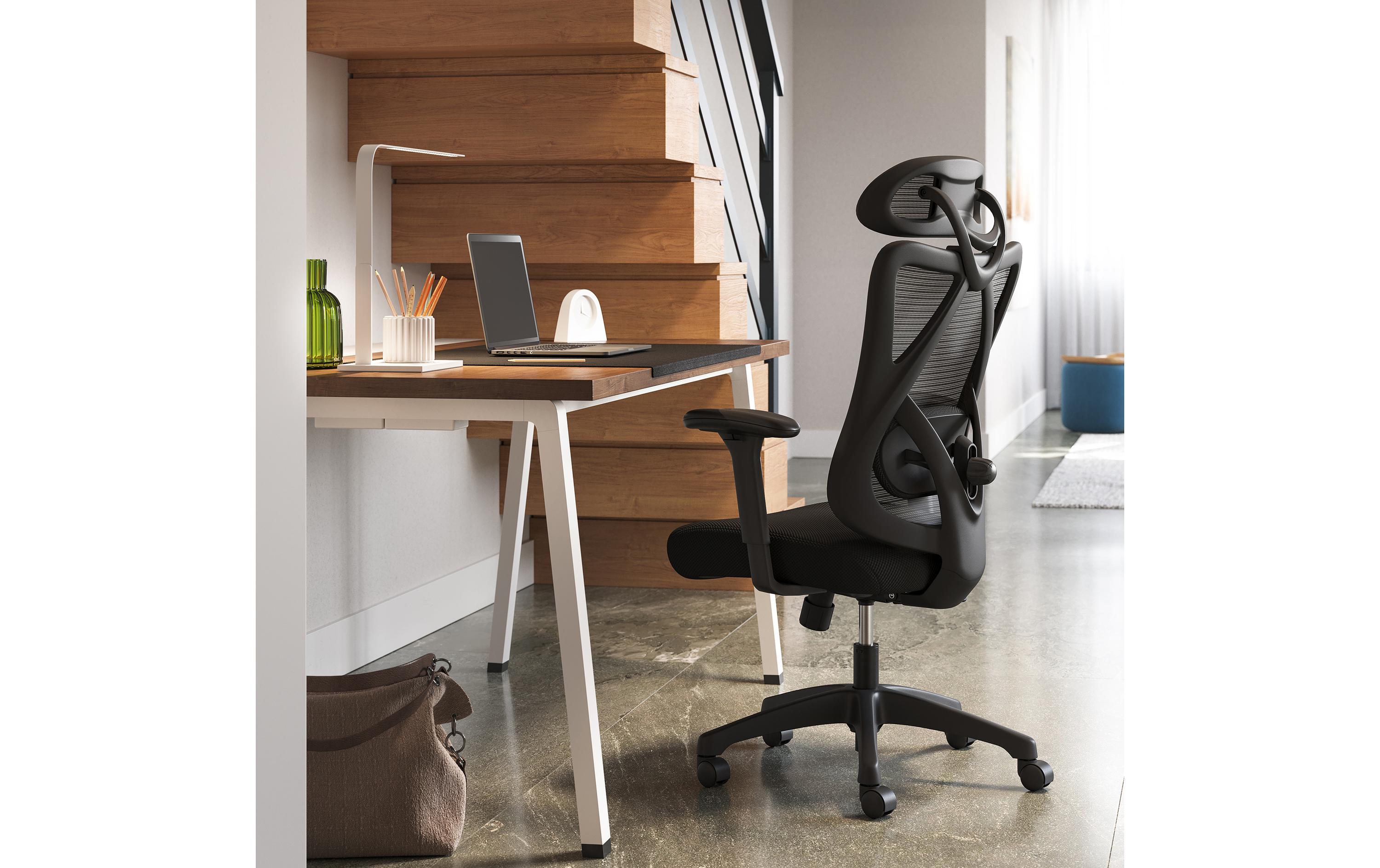 Bürostuhl mit Kopfstütze und Armlehnen, Schwarz<br>Bequemer und robuster Schreibtischstuhl