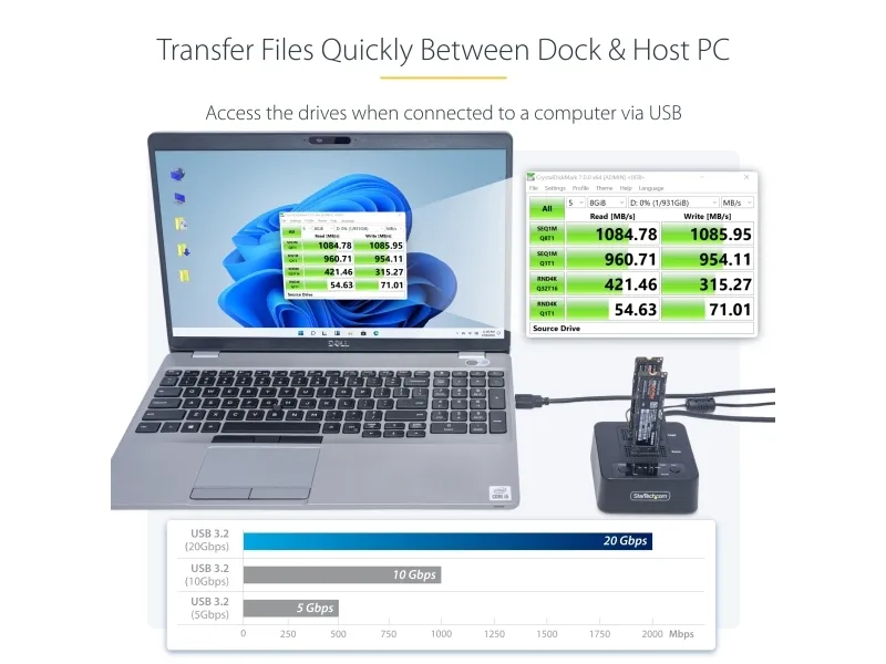 StarTech.com 1:1 Standalone M.2 NVMe Drive Duplicator and Dock - Solid state/harddisk-duplikator - 2 bays (PCIe (NVMe)) - TAA-kompatibel