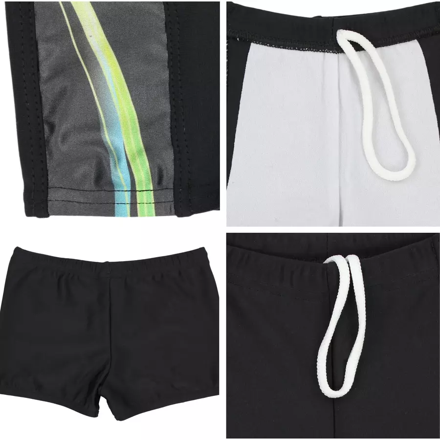 Aquarti Jungen Schwimmhose Kontrastfarbige Einsätze schwarz