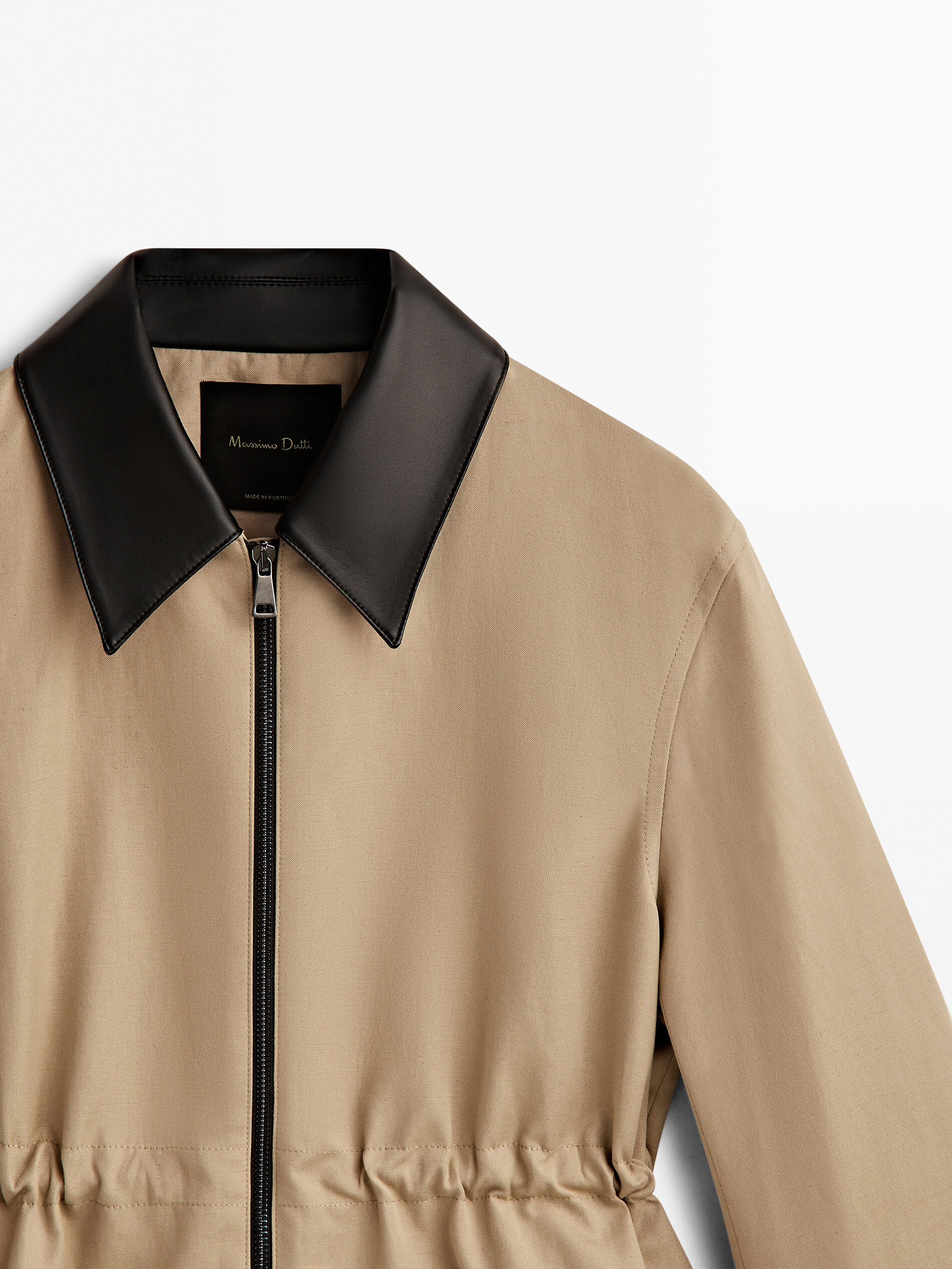 Parka mezcla algodón cuello contraste - BEGE