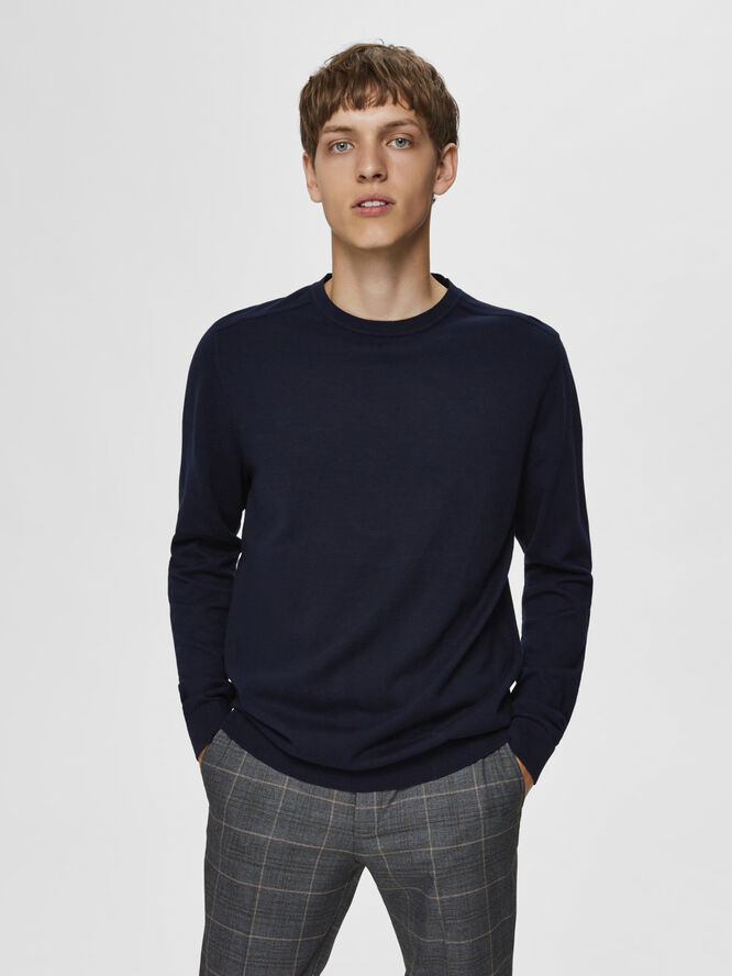 Selected Homme SLHBERG CREW NECK B NOOS Blå
