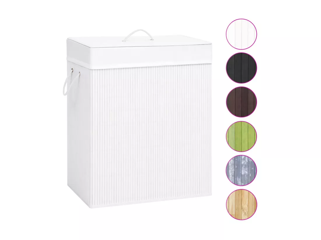 Panier à linge Bambou Blanc 100 L