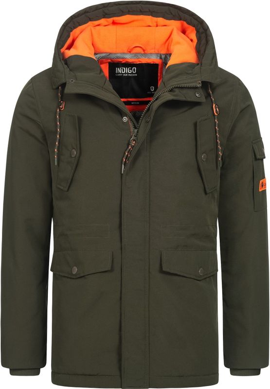 INDICODE JEANS Tussenparka 'Ocala'  groen / oranje